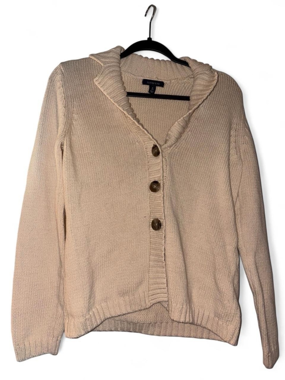 Cream Shawl Collar Button Front Sweater